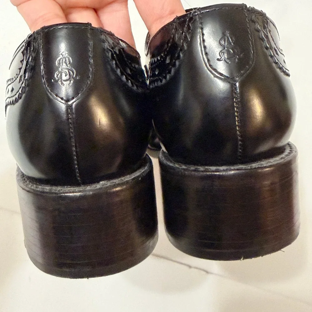 The Office Angela Scott Ms Arzner Slip On Black Oxford Leather Loafer 38.5 US8.5